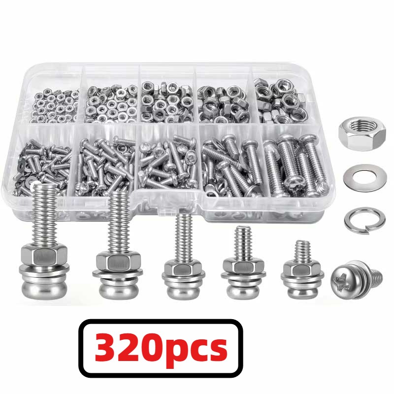 320pcs Premium 304 Stainless S - огляд і ціна Nuts Mix